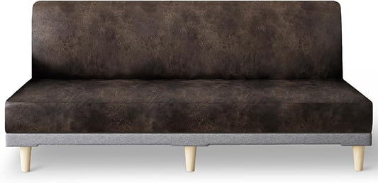 molasofa Leather Like Stretch Futon Slipcover Armless Futon Bed Sofa Cover by Molasofa