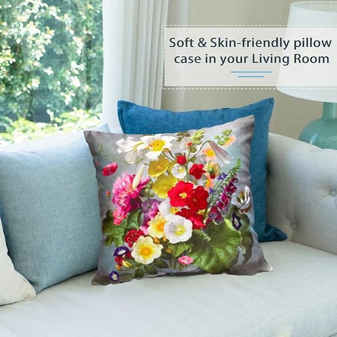 Vintage Floral Bouquet 20x20 Plush Throw Pillow Case, Double-Sided Printed - Image 4