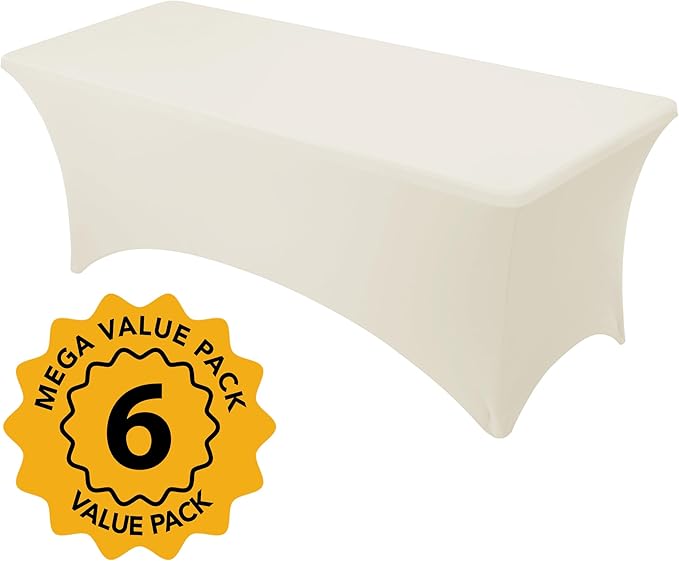 6-Pack Premium Cream Spandex Tablecloths - Image 2