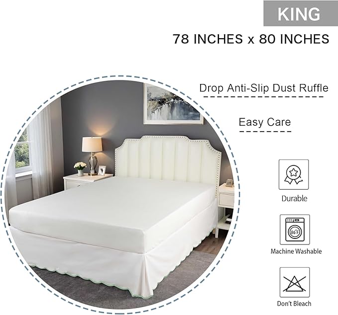 HIG Off-White Chic King Bed Skirt - Image 2