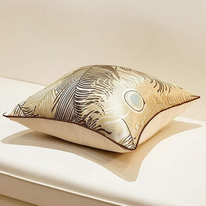 Avigers 18 x 18 Inches Light Brown Peacock Feathers Cushion Cases Luxury Throw - Image 4
