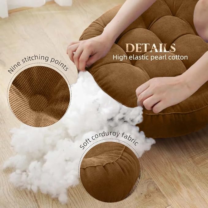 Meditation Floor Pillow Set of 2 Large Round Floor Cushions - Image 4