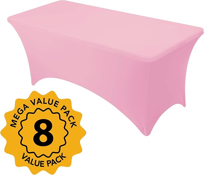 8-Pack Premium Pink Spandex Tablecloths - Image 2