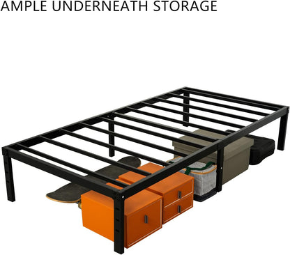 wulanos twin size bed frame 18 inches tall showing dimensions