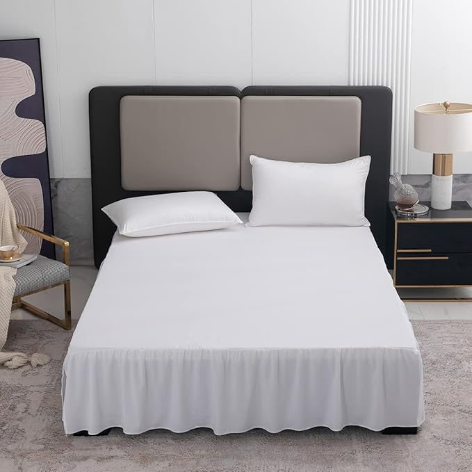 TSUTOMI White Bed Skirt Twin Size Ruffled Bed Skirt - Image 7