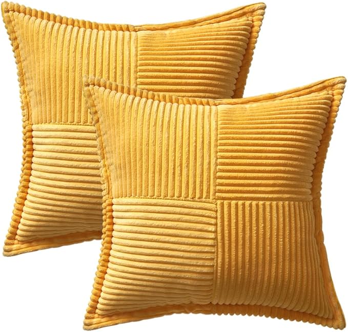 MIULEE Golden Yellow Corduroy Pillow Covers 18x18 Inch - Image 6