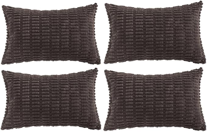Fancy Homi 4 Packs Boho Dark Brown Decorative Throw Pillow Covers 12x24 Inch by Fancy+Homi