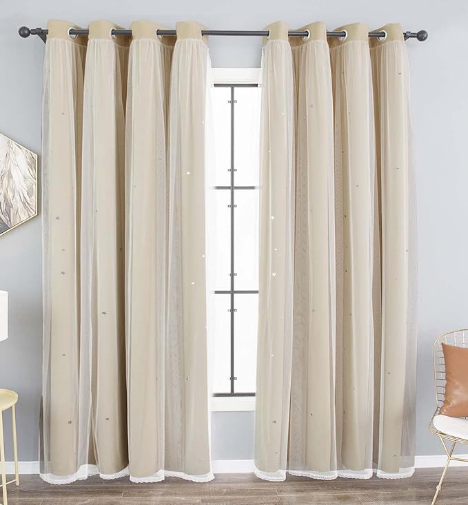 Kinryb Kids Blackout Curtains for Bedroom/Living Room/Classroom, Sheer Overlay - Image 8