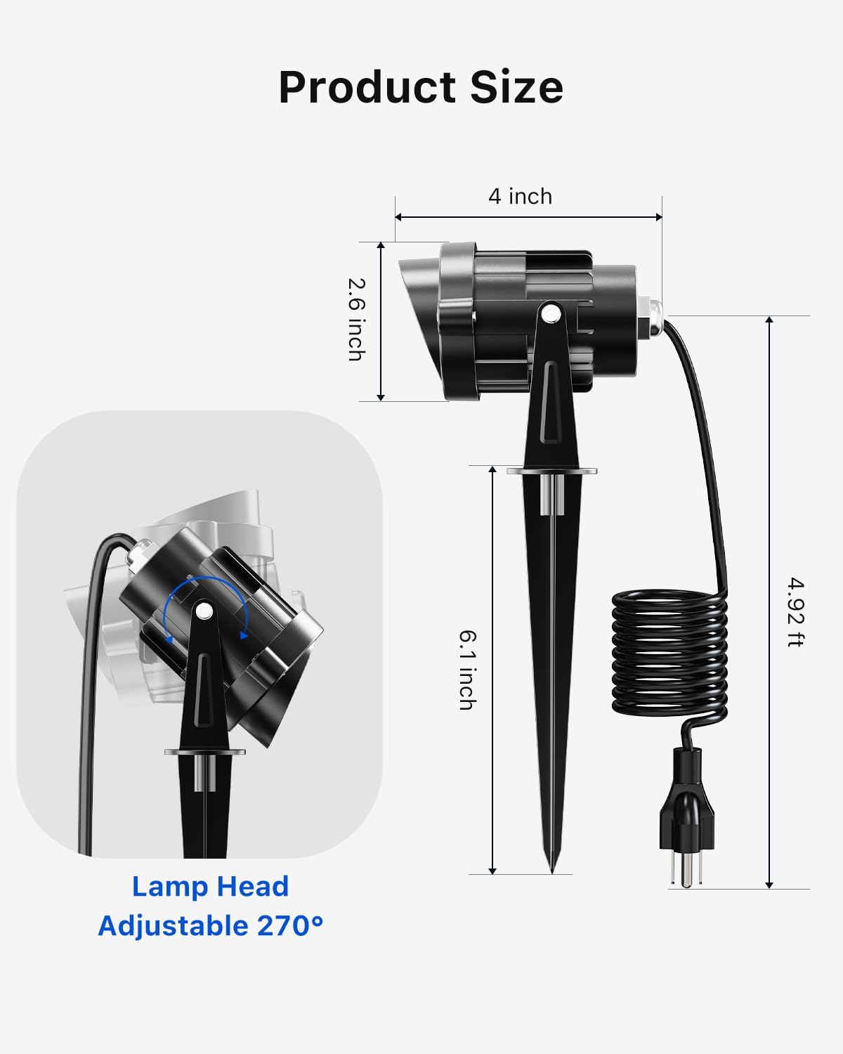 FALOVE 4 Pack 120V Blacklight Spotlight with 4.92ft Cord to Halloween Decor