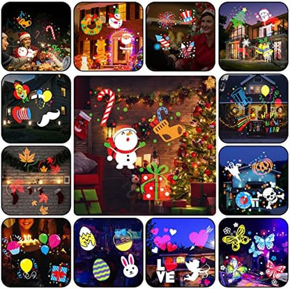 Christmas Halloween Lights Projector Outdoor,Syslux Holiday Projector Lights,16 HD Slides LED Waterproof Light Indoor Lights with Remote Control for Party Garden Halloween Xmas Landscape Decor