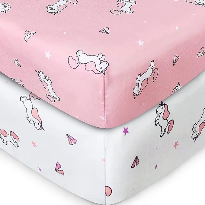 Girl Crib Sheets 2-Pack, Fitted 52'' x 28'' by SpringspiritBedding