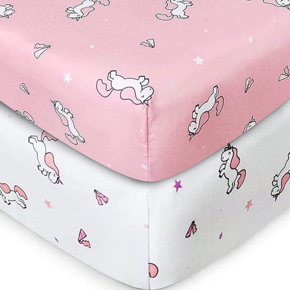 Girl Crib Sheets 2-Pack, Fitted 52'' x 28'' by SpringspiritBedding