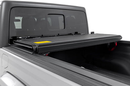 rough country hard low-profile tri-fold tonneau cover for showing dimensions