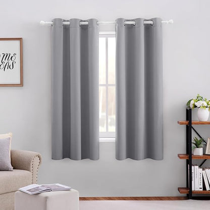 HOMEIDEAS Light Grey Kitchen Blackout Short Curtain Panels by HOMEIDEAS