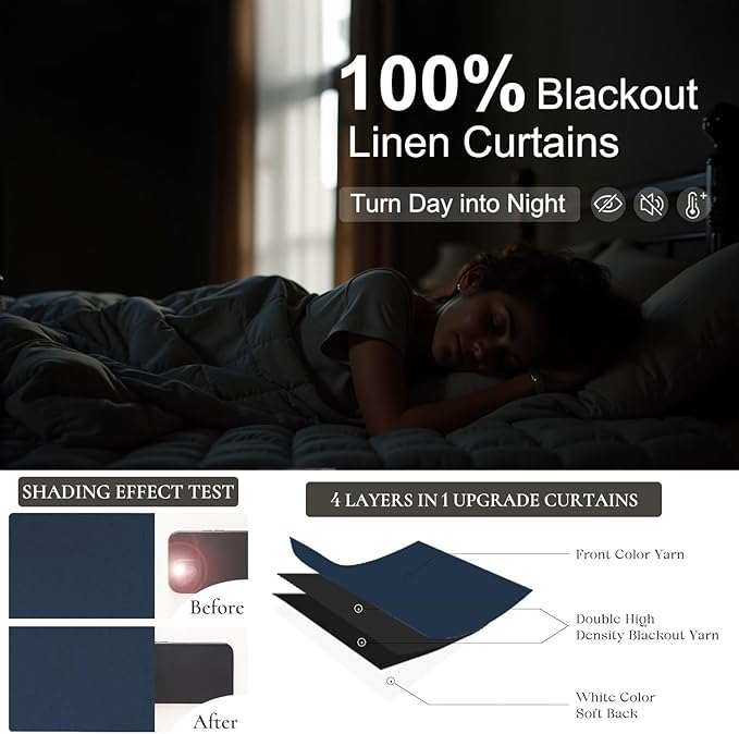 Navy Blue Curtains 90 Inches Long - Image 4