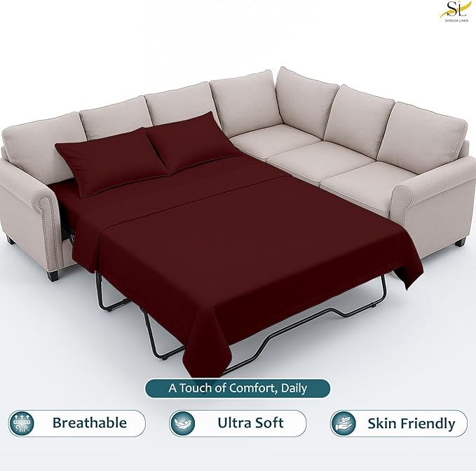 Shreem Linen Luxury Queen Sleeper Sofa Bed Sheet Set, 100% Egyptian Cotton - Image 3