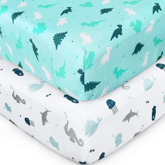 Crib Sheets for Boys or Girls 2-Pack, Fitted Crib Sheet 52'' x 28'' for by SpringspiritBedding