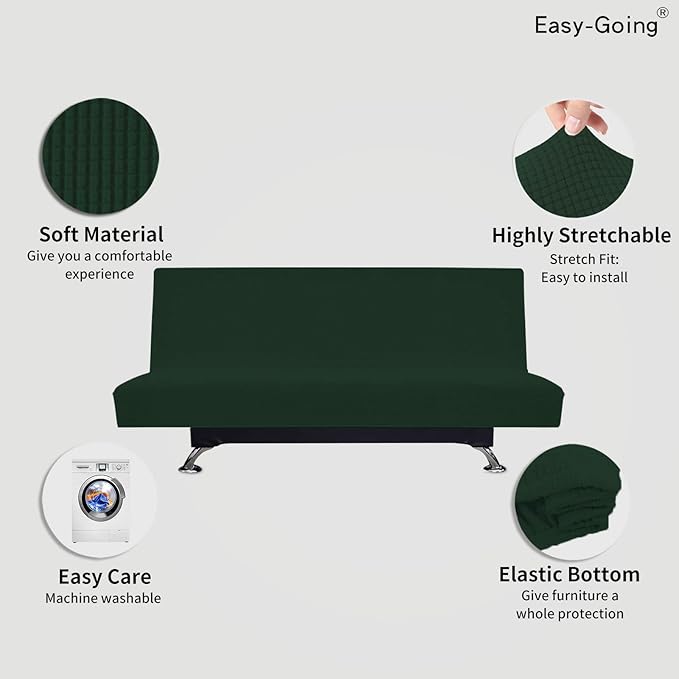 Easy-Going Stretch Futon Slipcover Armless Futon Bed Cover Furniture Protector - Image 3