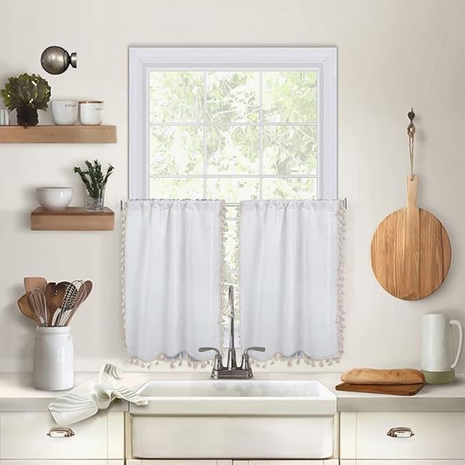 ColorBird Kitchen Curtains Window Valances Boho Short Curtains & Drapes 36 Inch by ColorBird