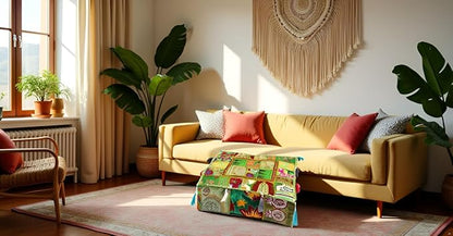 CRAFT KALA Indian Square Patchwork Traditional Pouf Cover Indian Living Room - Image 6