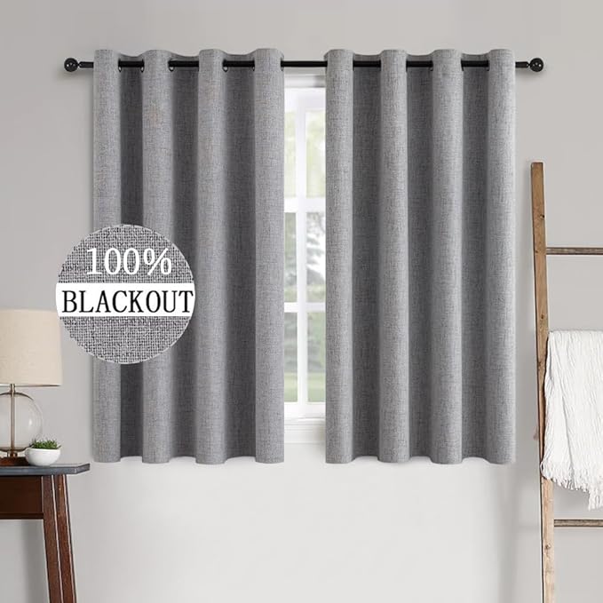 MIULEE Linen Texture Curtains for Bedroom Solid 100% Blackout Thermal Insulated by MIULEE