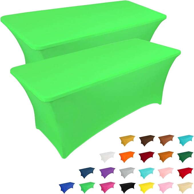 IVAPUPU 2 Pack 6FT Table Cloth for Rectangular Fitted Events Stretch Green by IVAPUPU
