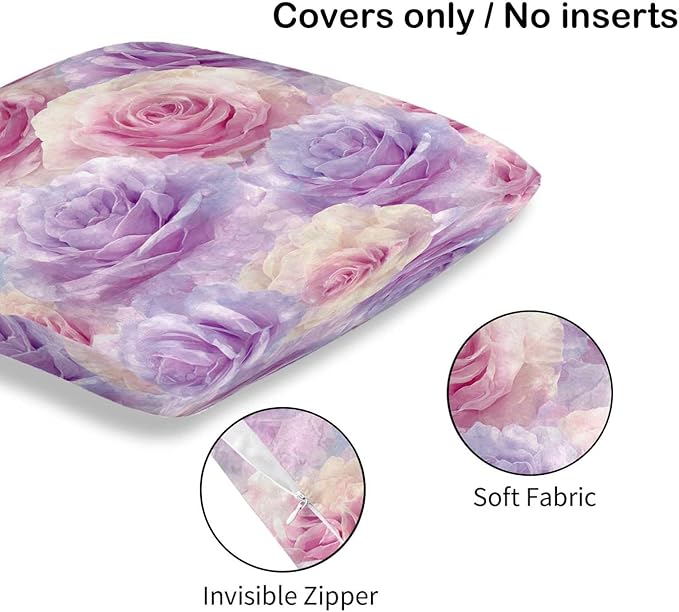 Rose Throw Pillow Covers Set of 2 | 18x18 Inches Cushion Cases - Image 6