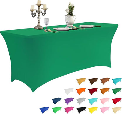 IVAPUPU 6FT Table Cloth for Rectangular Fitted Events Stretch Emerald Green by IVAPUPU