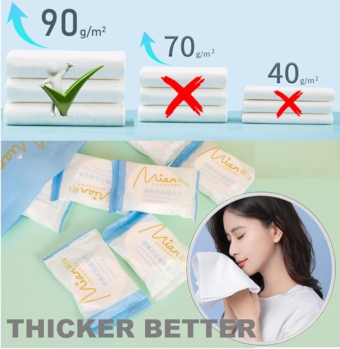 Premium Extra Large and Thick Pure Cotton Disposable Washcloths, Portable - Image 2