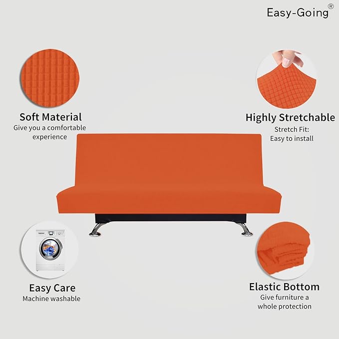 Easy-Going Stretch Futon Slipcover Armless Futon Bed Cover Furniture Protector - Image 3