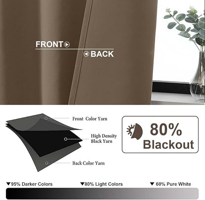 Gwine Brown Blackout Curtains for Bedroom 45 Inch Length, Room Darkening Window - Image 2