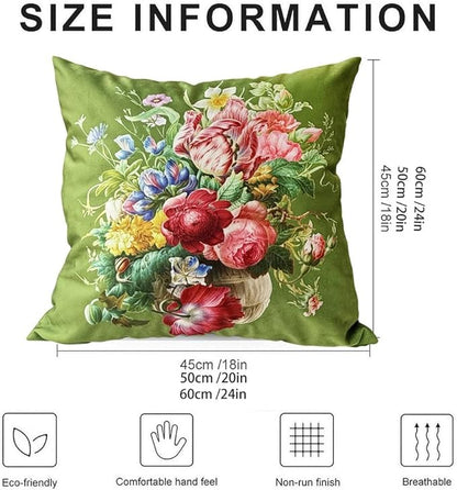 Vintage Dutch-Style Floral Still Life Throw Pillow Cover, 18x18 Inch - Image 2
