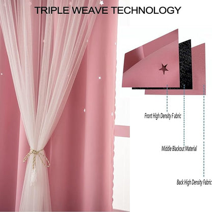 Girls Curtains for Living Room Bedroom Curtain Double Layer Blackout Curtains - Image 5