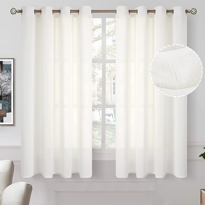 BGment Ivory Cream Sheer Curtains 63 Inch Length 2 Panel Set by BGment