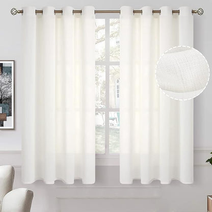 BGment 54 Inch Length Cream Sheer Curtains 2 Panels Set by BGment