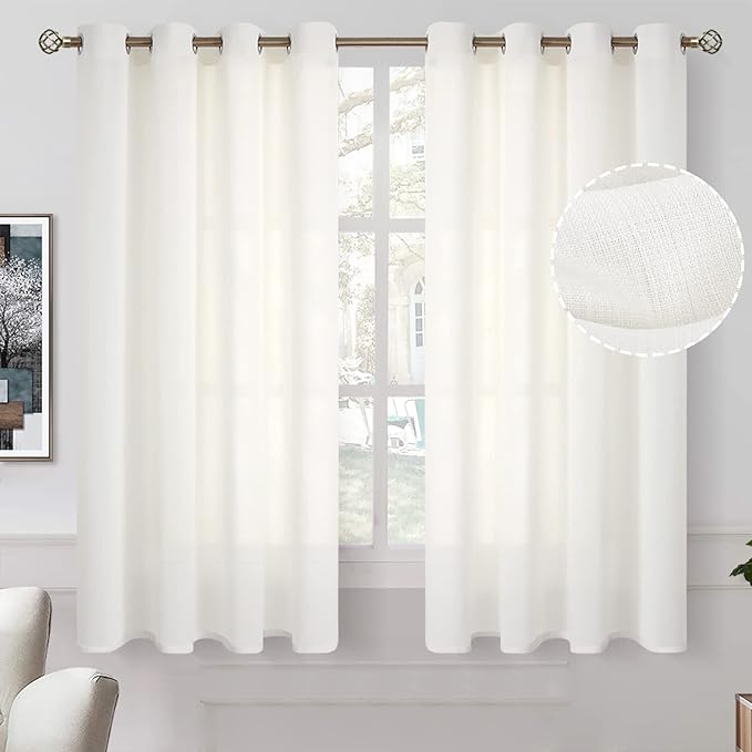 BGment Cream Short Sheer 45 Inch Kitchen Curtains by BGment