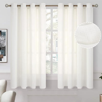 BGment Cream Short Sheer 45 Inch Kitchen Curtains by BGment