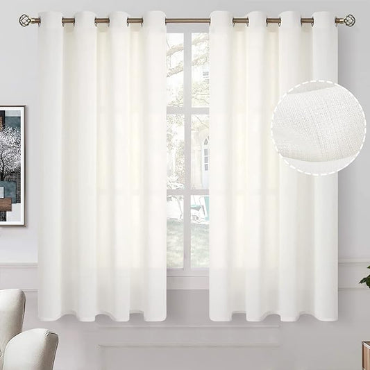 BGment Cream Short Sheer 45 Inch Kitchen Curtains by BGment