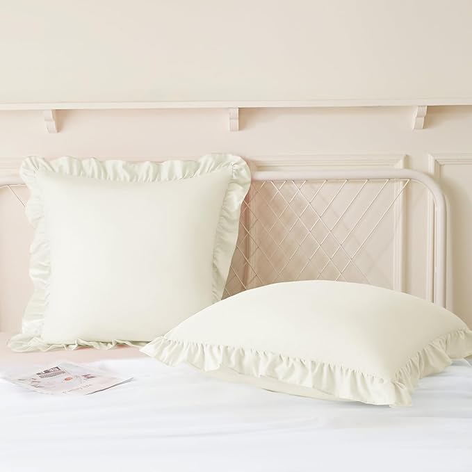 KKJIAF Ruffle Pillow Cases 18x18 Inches, Microfiber Wrinkle Resistant Pillow - Image 4