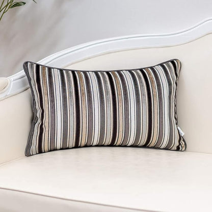 Yangest Grey Striped Throw Pillow Cover Multicolor Velvet Cushion Cover by Yangest