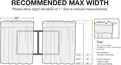 Anmao Non-See-Through Valance Kitchen Curtains 18 Inch Length 2 Panels Set - Image 7