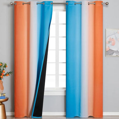 Thermal Insulated Blue and Orange Curtains by ESTELARTEXTILER