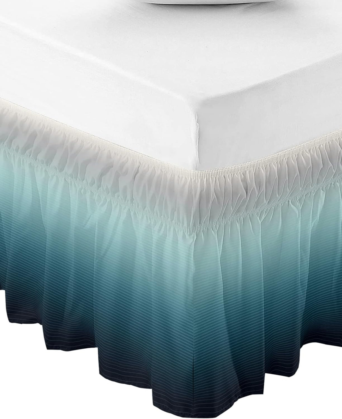 gradient turquoise bed skirt queen size 18 inch shown in use