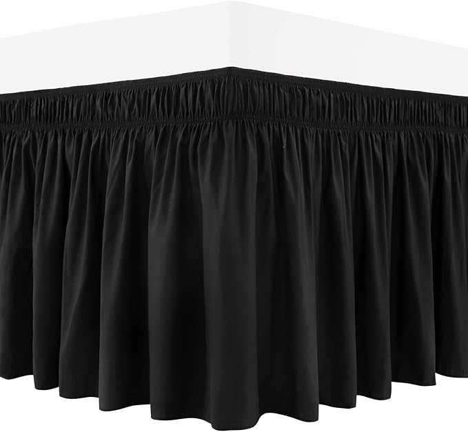 RIMELA Bed Skirting Queen Size Black Bed Skirt 25 Inch Drop, Wrap Around - Image 8
