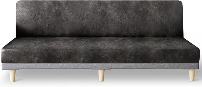 molasofa Leather Like Stretch Futon Slipcover Armless Futon Bed Sofa Cover by Molasofa