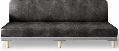 molasofa Leather Like Stretch Futon Slipcover Armless Futon Bed Sofa Cover by Molasofa