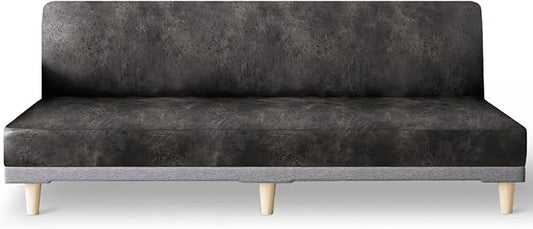molasofa Leather Like Stretch Futon Slipcover Armless Futon Bed Sofa Cover by Molasofa
