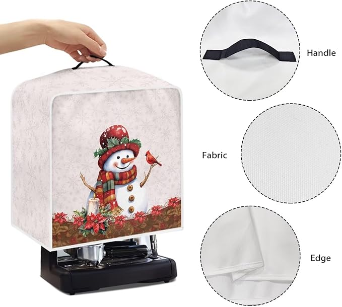 Christmas Coffee Maker Cover, Cute Snowman Cardinal Coffee Dust Protector - Image 5