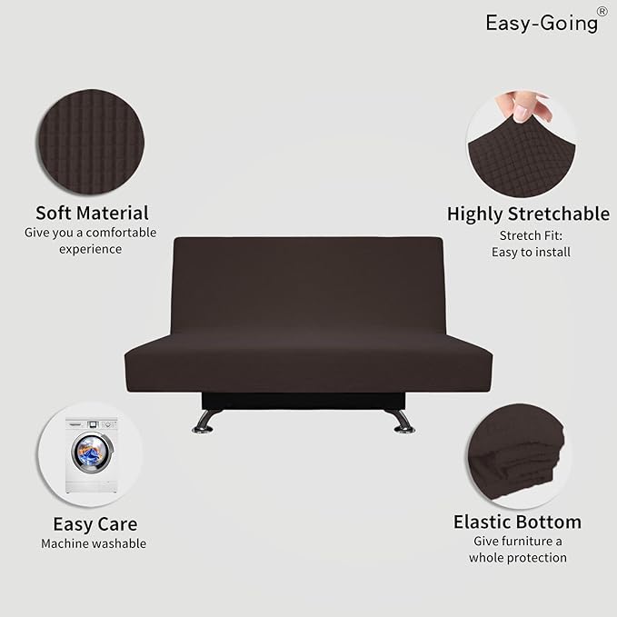 Easy-Going Stretch Futon Slipcover Armless Futon Bed Cover Furniture Protector - Image 3