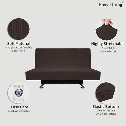 Easy-Going Stretch Futon Slipcover Armless Futon Bed Cover Furniture Protector - Image 3